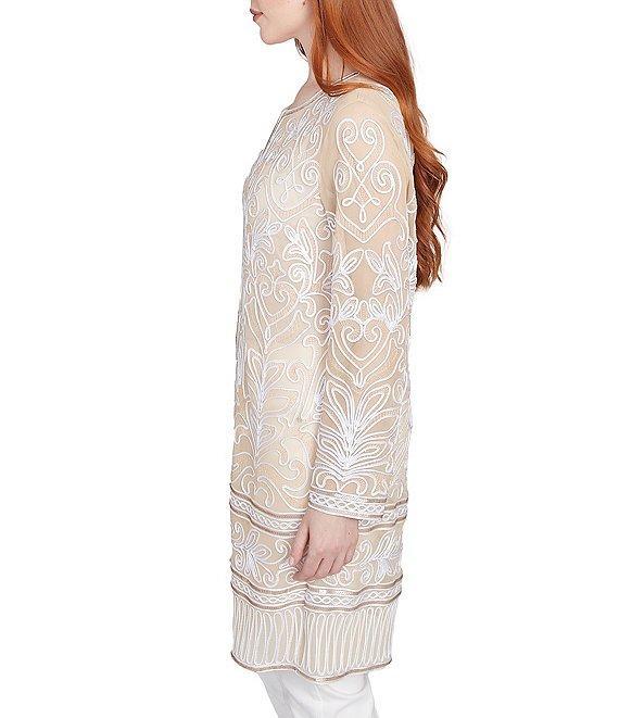 Ruby Rd. Embroidered Mesh Round Neck Long Sleeve Jacket Product Image