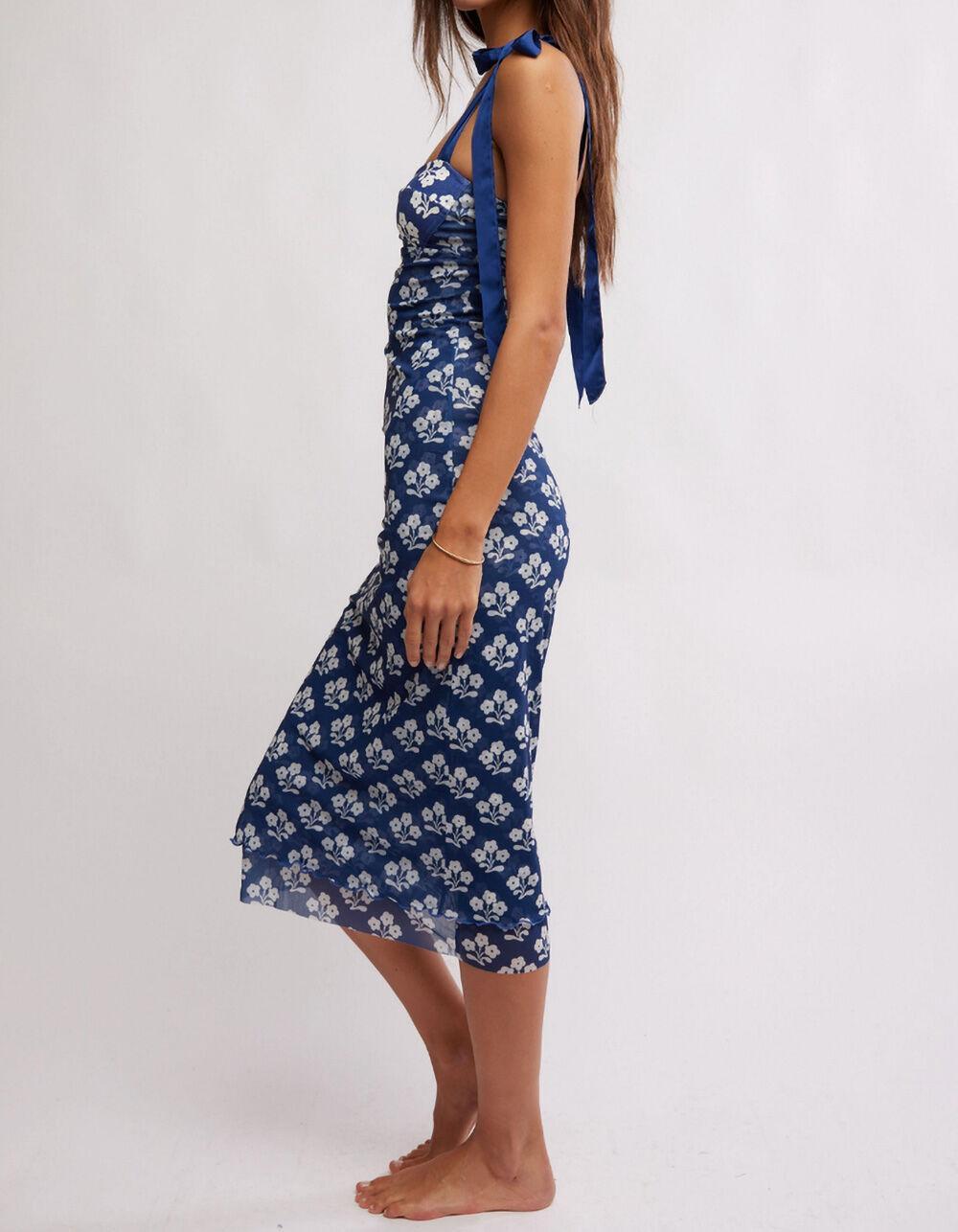 FREE PEOPLE Got Glam Printed Slip Dress - NAVY Product Image