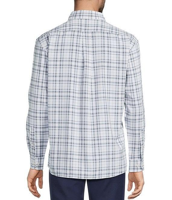 Roundtree & Yorke Performance The Traveler Long Sleeve Plaid Chambray Sport Shirt Product Image