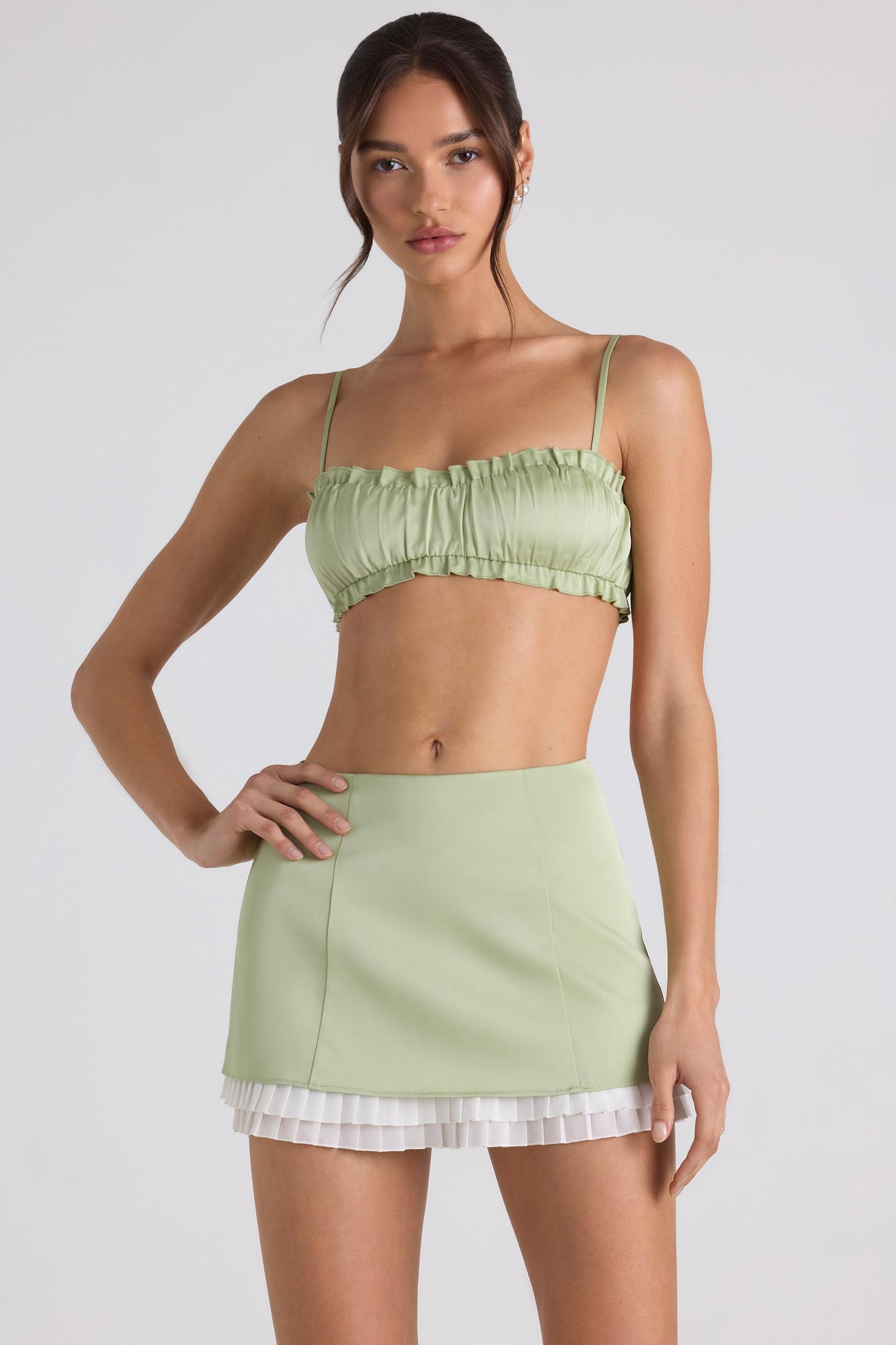 Layered Mid-Rise Mini Skirt in Spring Green Product Image
