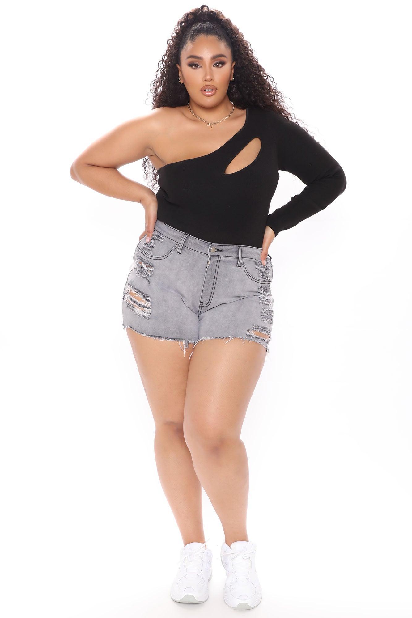 Keep In Touch Distressed Shorts - Grey Product Image