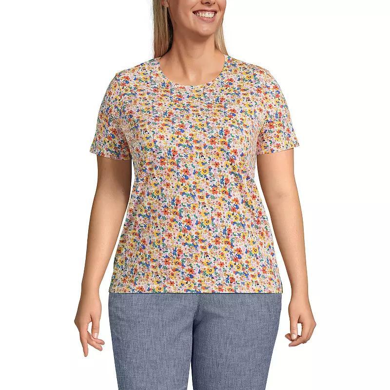 Plus Size Lands' End Relaxed Supima Cotton Crewneck Tee, Women's, Size: 1XL, Pale Yellow Product Image