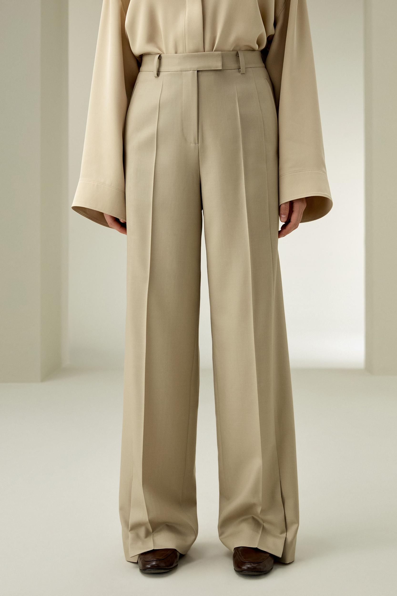 Wool Silk Blend Straight Pants Product Image