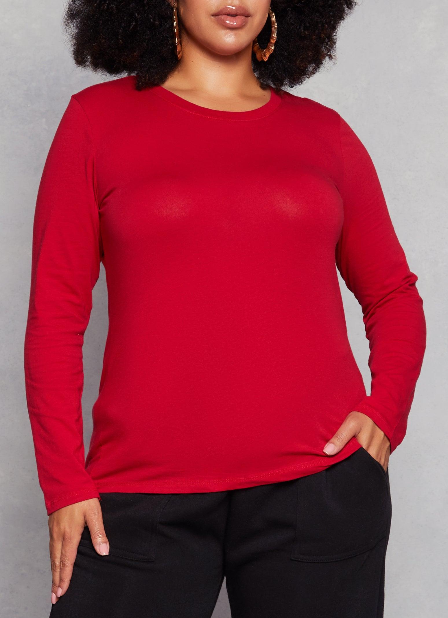 Womens Plus Size Long Sleeve Basic T Shirt Product Image