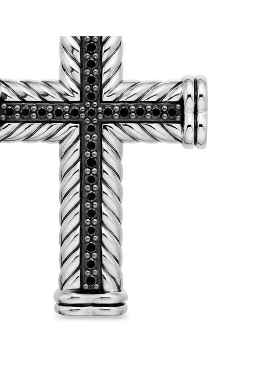 David Yurman Mens Chevron Cross Pendant in Sterling Silver with Black Diamonds, 33.5mm Product Image