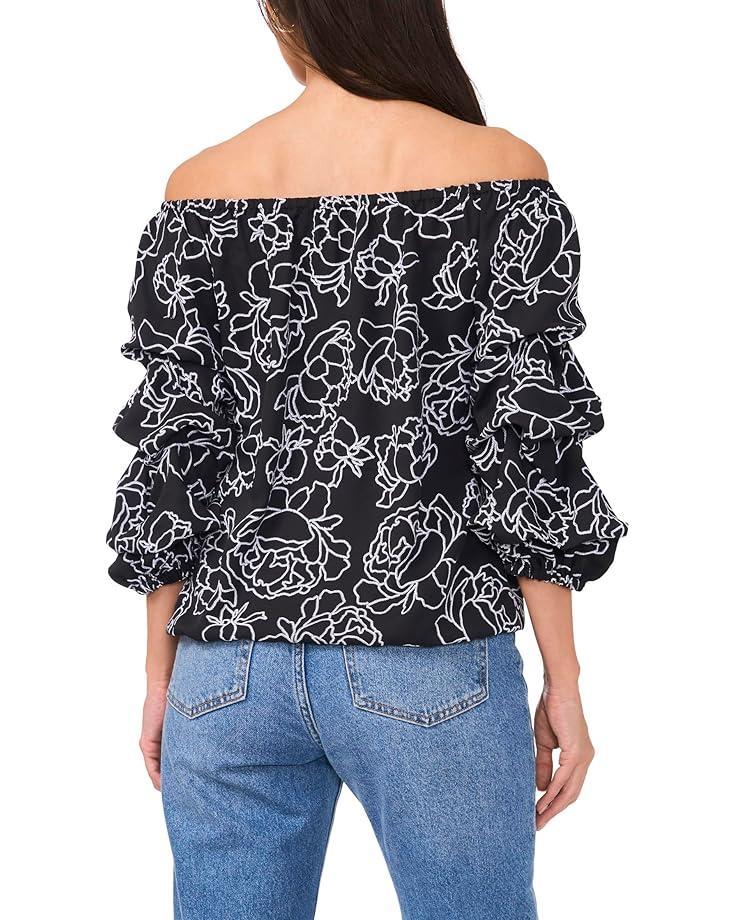 Floral Stretch Cotton Boatneck Tee Product Image