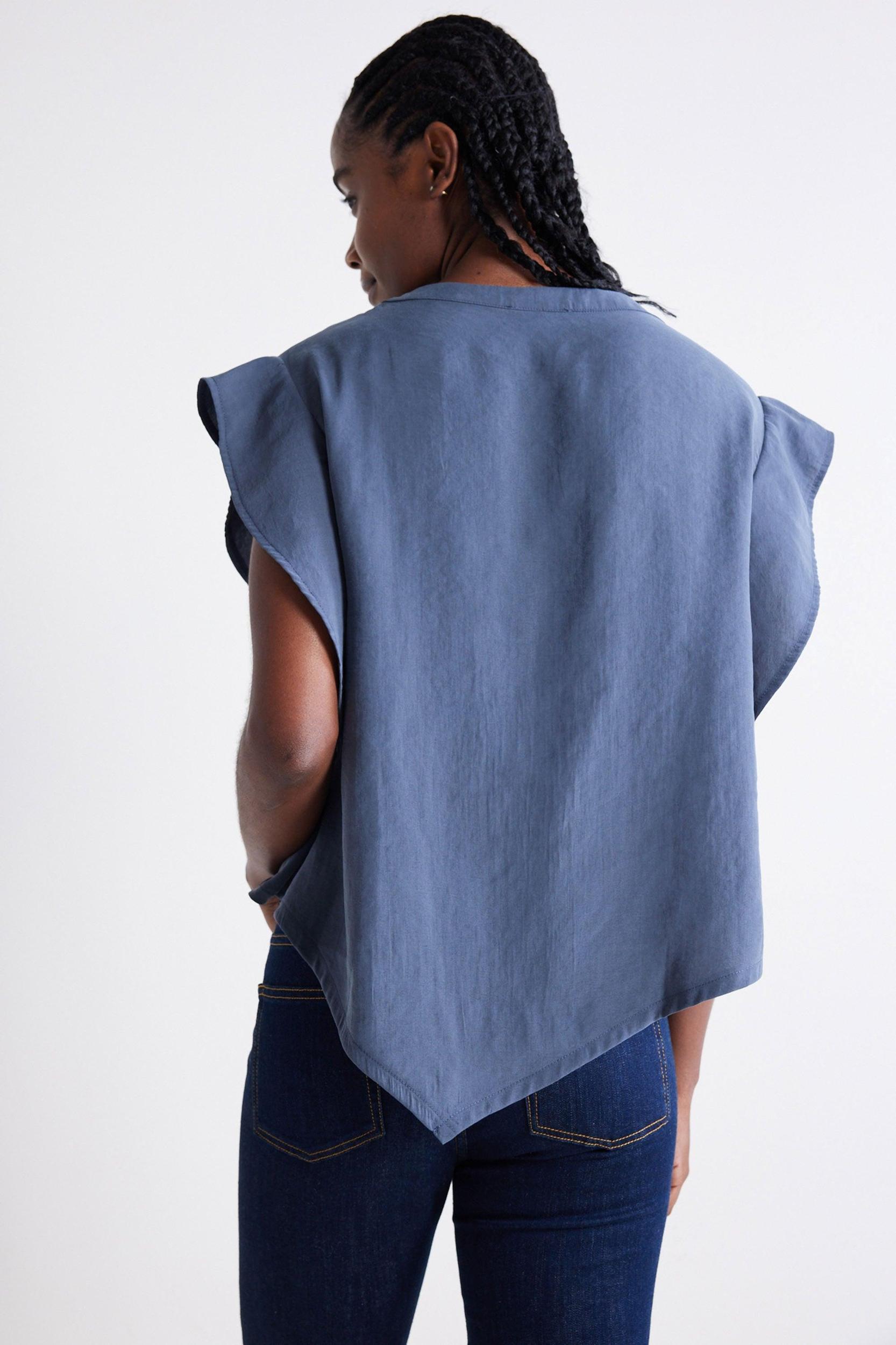 Light Poplin Asymmetric Pintuck Top Product Image