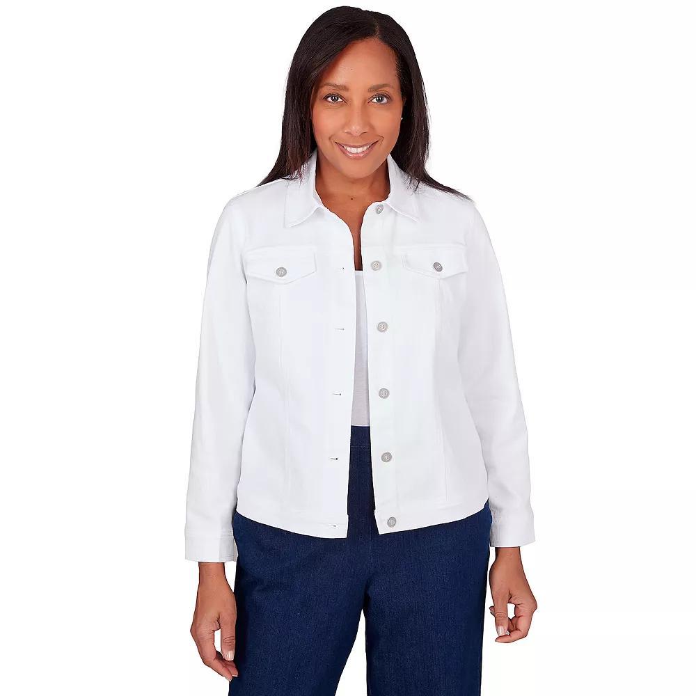 Women's Alfred Dunner Classic Fit Jean Jacket, Size: Small, White Product Image