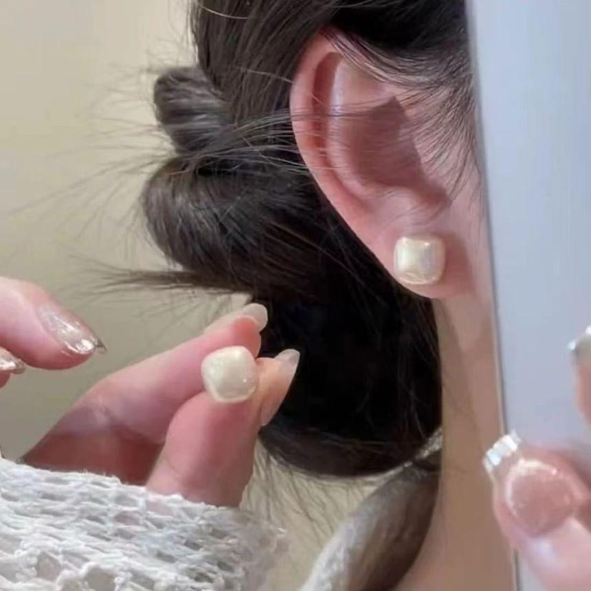 Square Faux Pearl Stud Earring Product Image