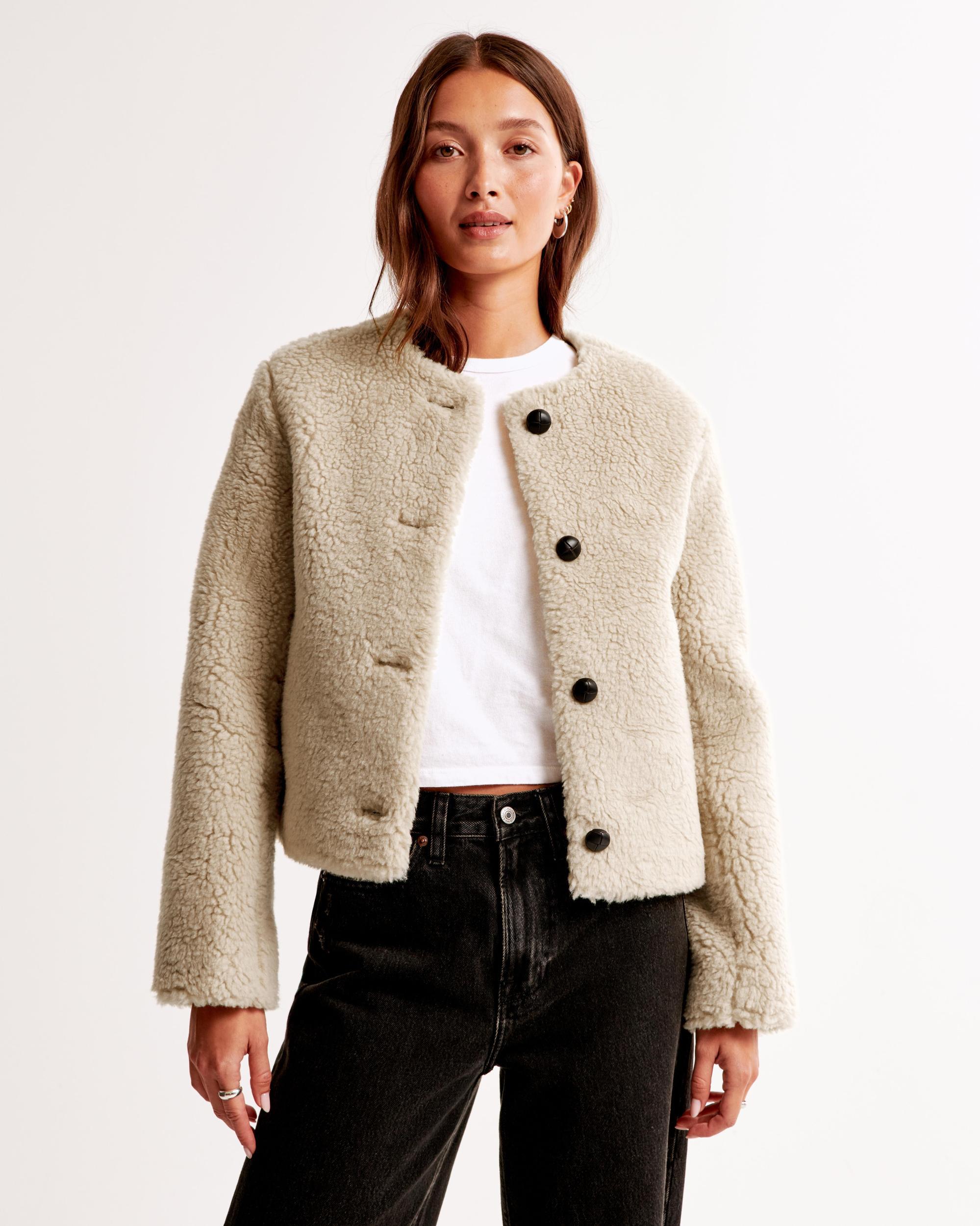 Collarless Sherpa Jacket Product Image