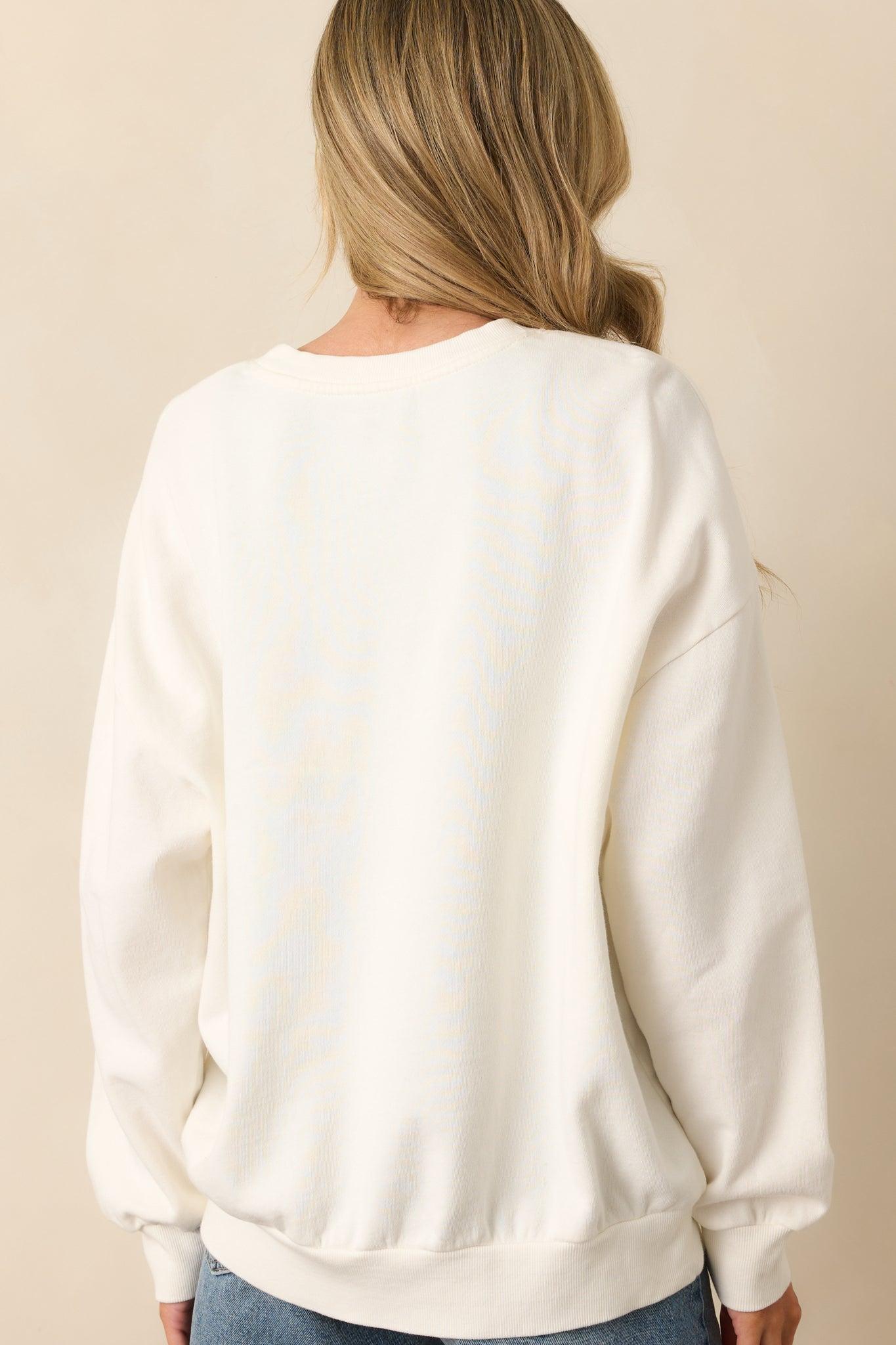 Z Supply Ivory High Tide Sunday Oversized Cotton Sweatshirt Product Image