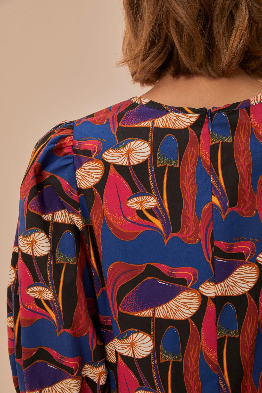 Wild Mushrooms Black Puff Sleeve Mini Dress, WILD MUSHROOMS BLACK / XXS Product Image