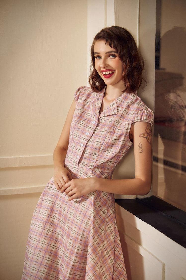 Pink Plaid Swing Dress Product Image