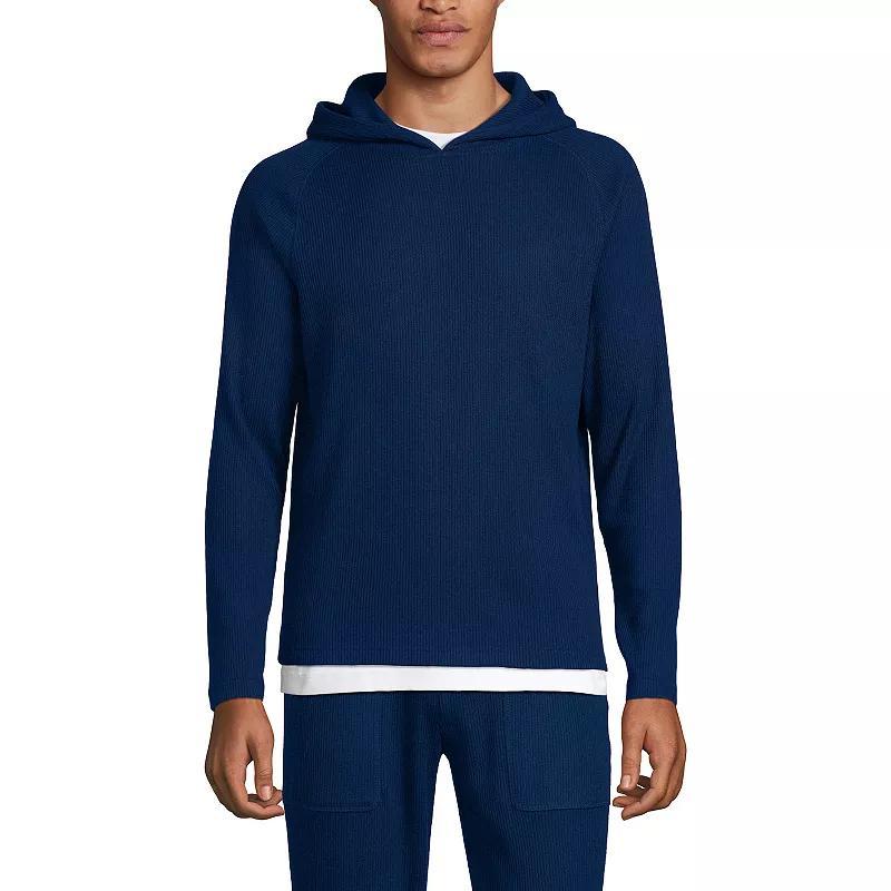 Men's Lands' End Brushed Rib Hooded Sweatshirt, Size: XL, Deep  Blue Product Image