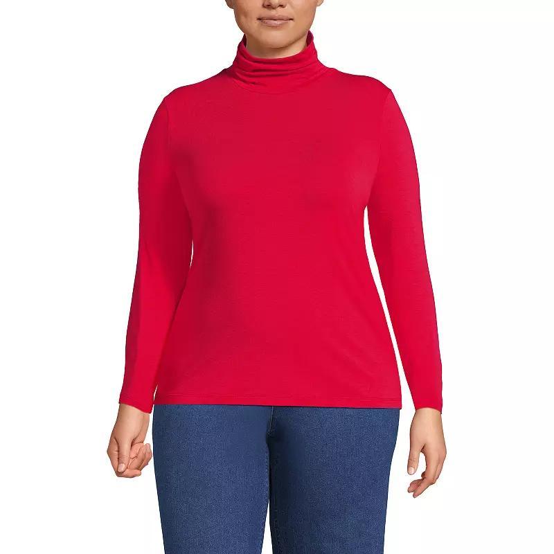 Plus Size Lands' End Lightweight Fitted Long Sleeve Turtleneck, Women's, Size: 1XL, Black Product Image