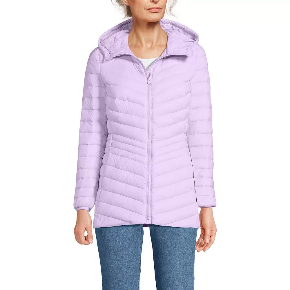 Women's Lands' End Hooded Down Wanderweight Ultralight Packable Jacket, Size: XL, Blushed Purple Product Image