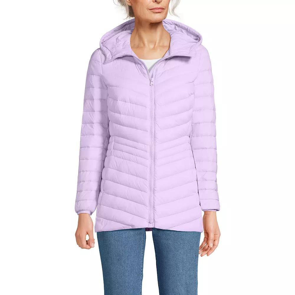 Women's Lands' End Hooded Down Wanderweight Ultralight Packable Jacket, Size: XL, Blushed Purple Product Image