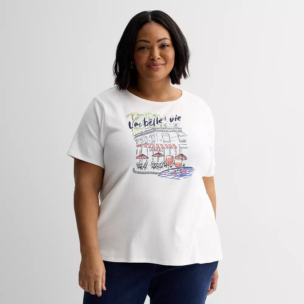 Plus Size Croft & Barrow Essential Crewneck Tee, Womens Product Image