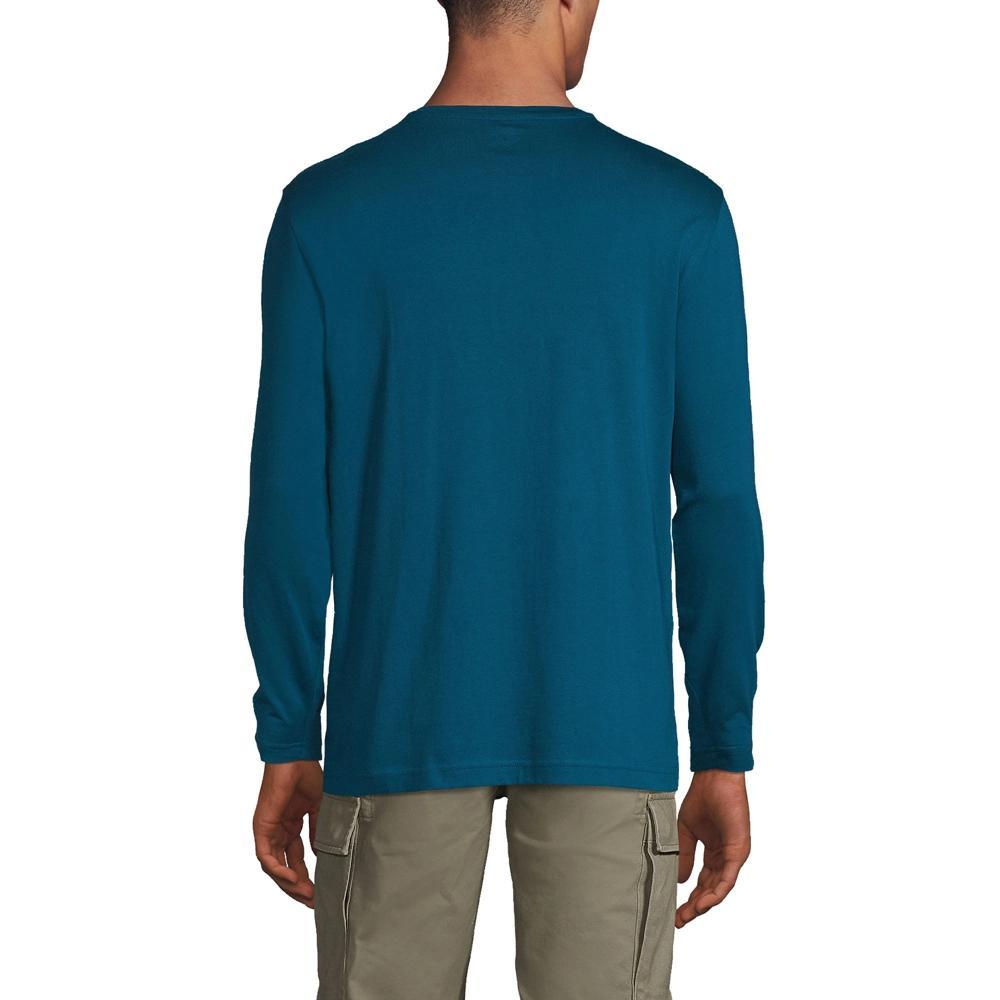 Men's Lands' End Long Sleeve Supima Jersey Henley Top, Size: Large, Radiant Blue Product Image