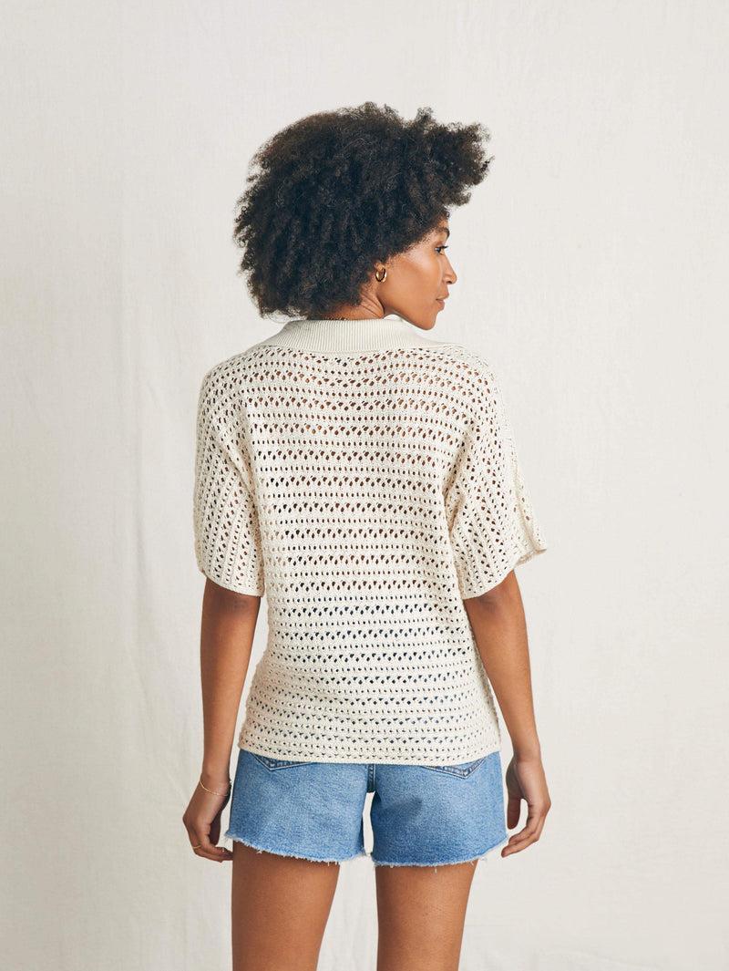 Nusa Crochet Polo Sweater - Birch Product Image