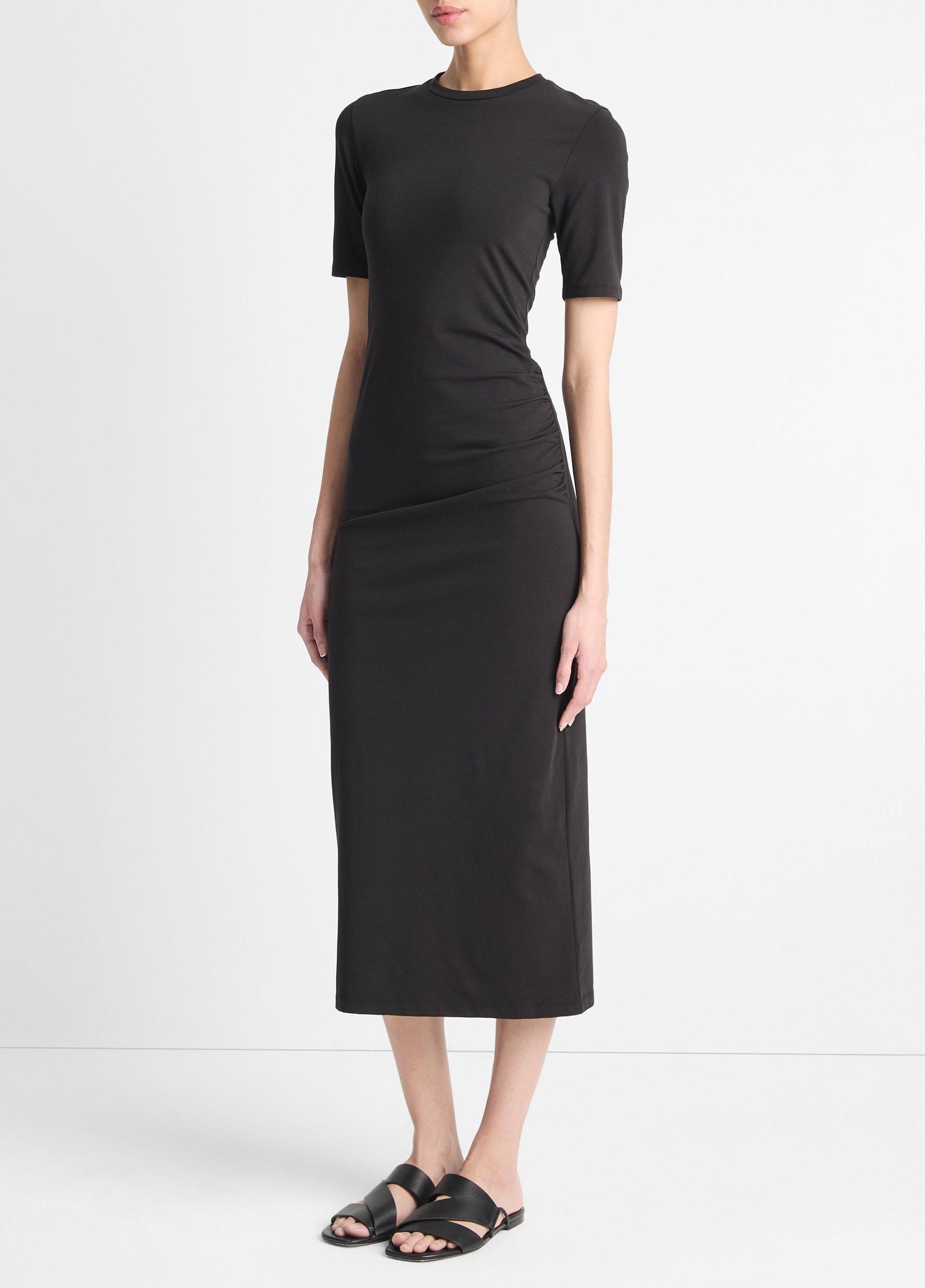 Pima Cotton-Blend Side-Drape Dress Product Image
