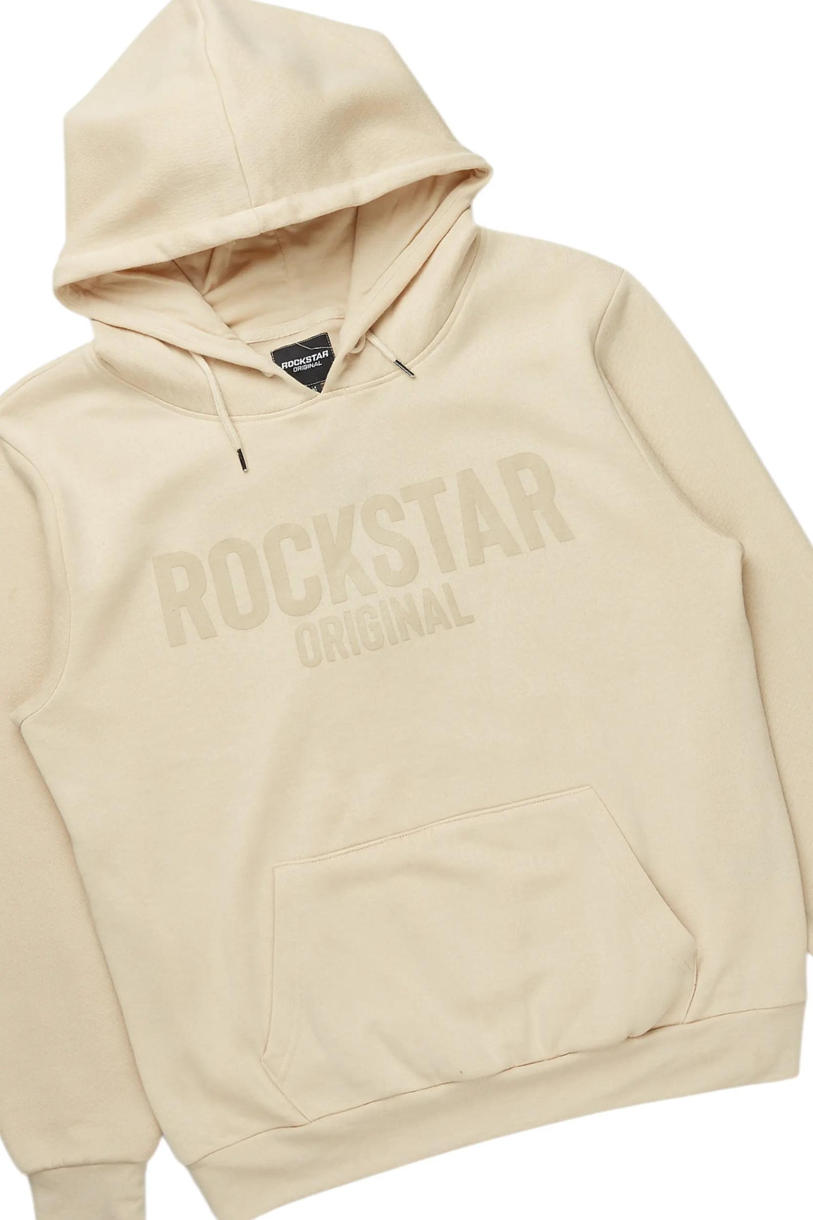 Sana Beige Hoodie/Stacked Flare Track Pant Set Male Product Image