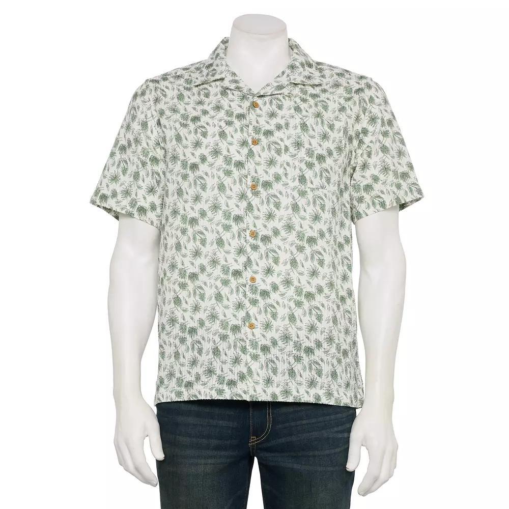 Men's Tricots St Raphael Short Sleeve Seersucker Shirt, Size: XL, Green Print Product Image