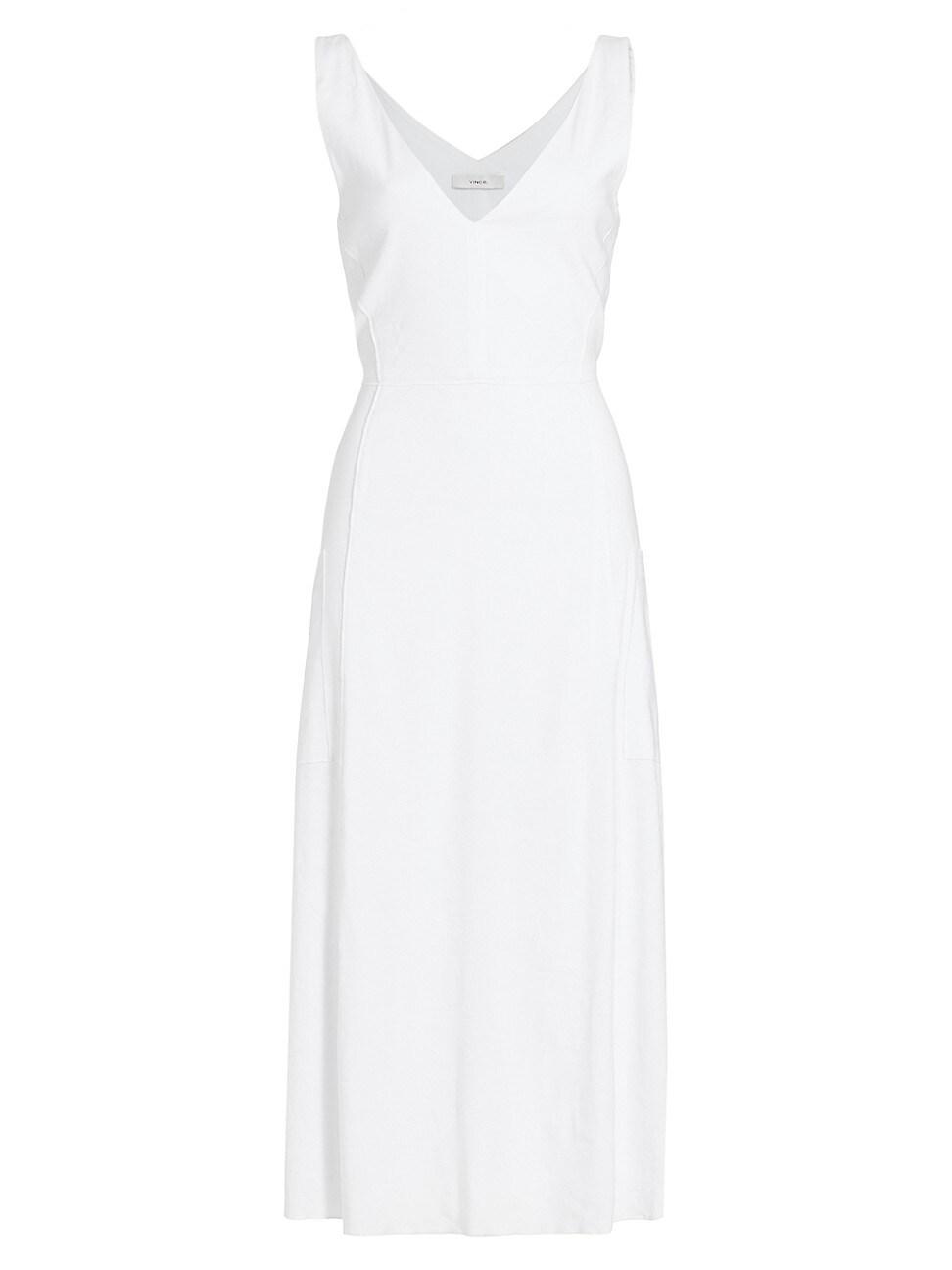 Relaxed Pocketed Sleeveless V-Neck Midi Dress Product Image