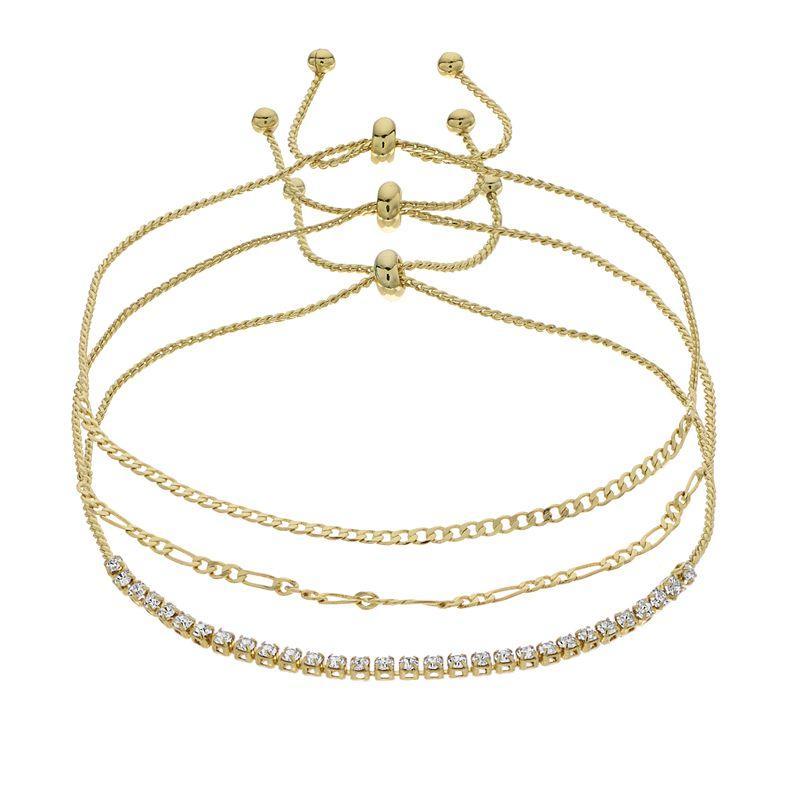 Brilliance Crystal Bracelet Trio Set, Women's, Silver Tone Clear Product Image