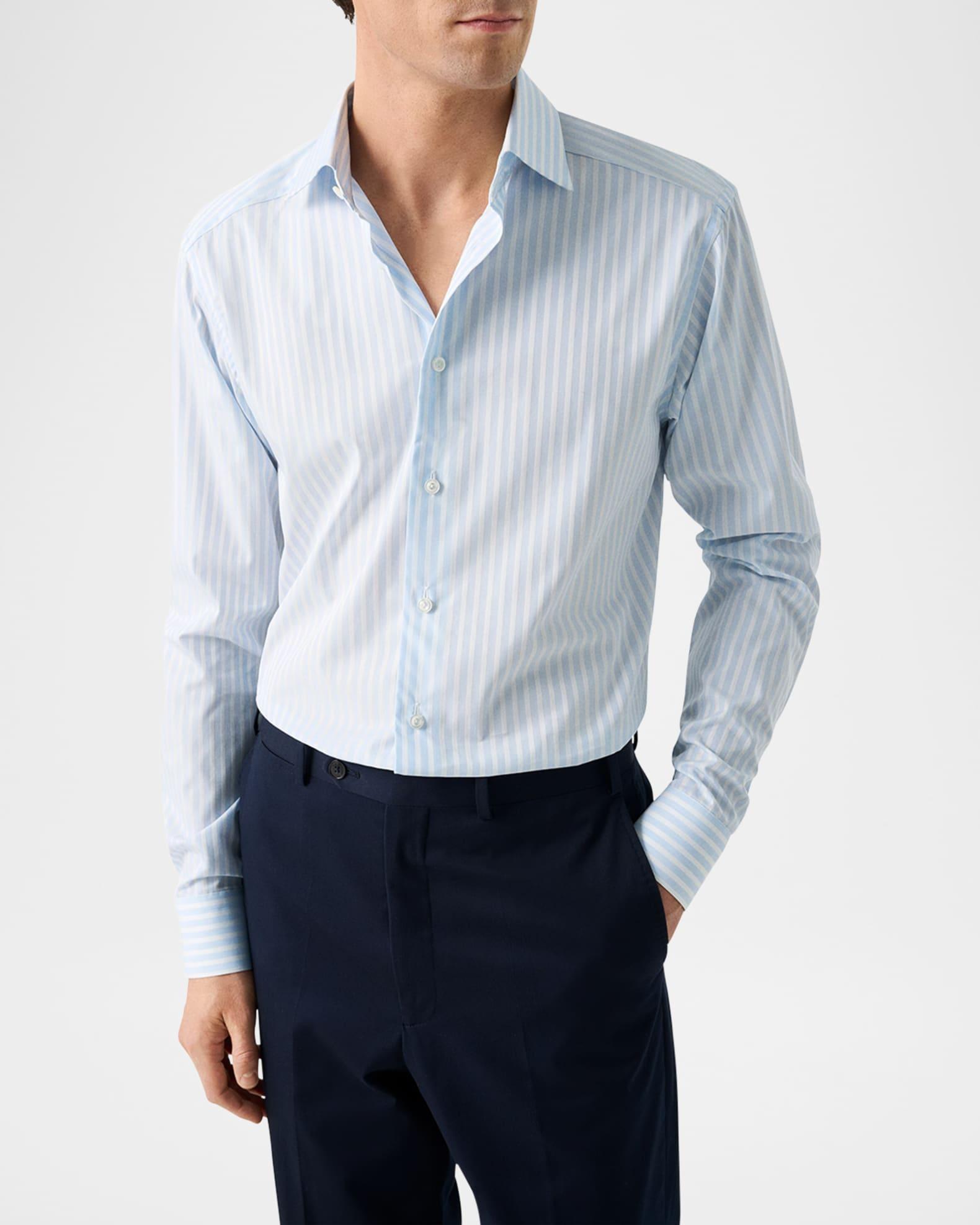 Men's Elevated Pique Bengal Stripe Slim-Fit Dress Shirt Product Image