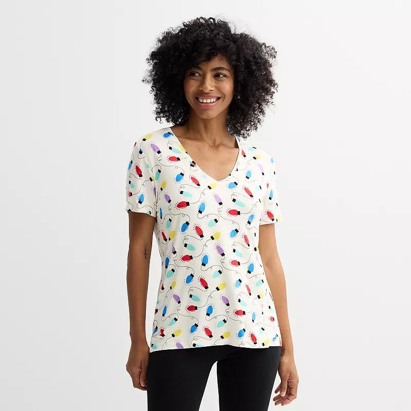 Women's Jollidays Short Sleeve Holiday Tee, Girl's, Size: XS, Snowflakes Product Image