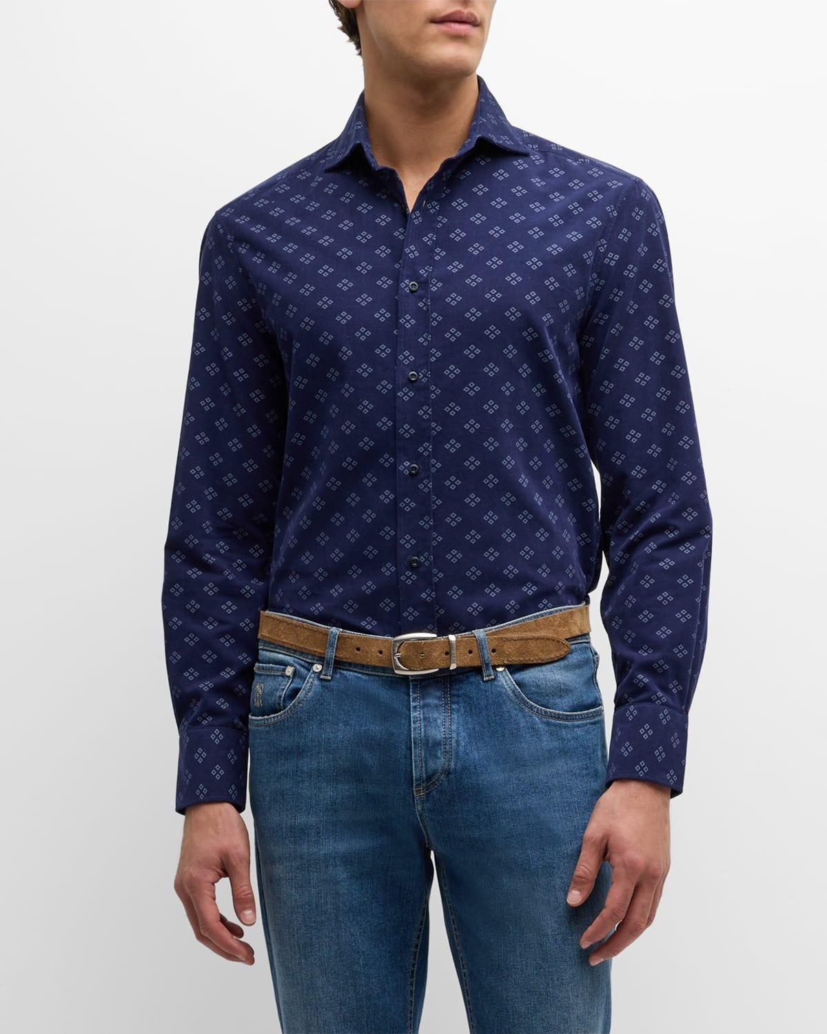 Men's Geometric Corduroy Sport Shirt Product Image