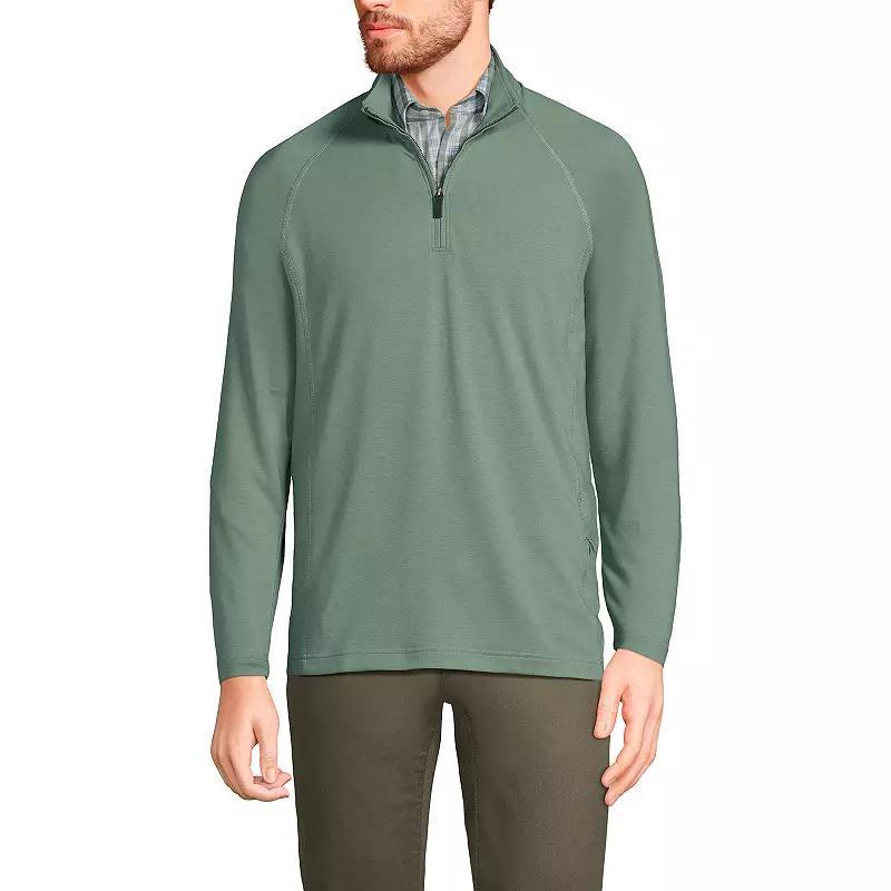 Men's Lands' End Long Sleeve Raglan French Terry Quarter Zip Sweatshirt, Size: XL, Dark Camel Grey Product Image