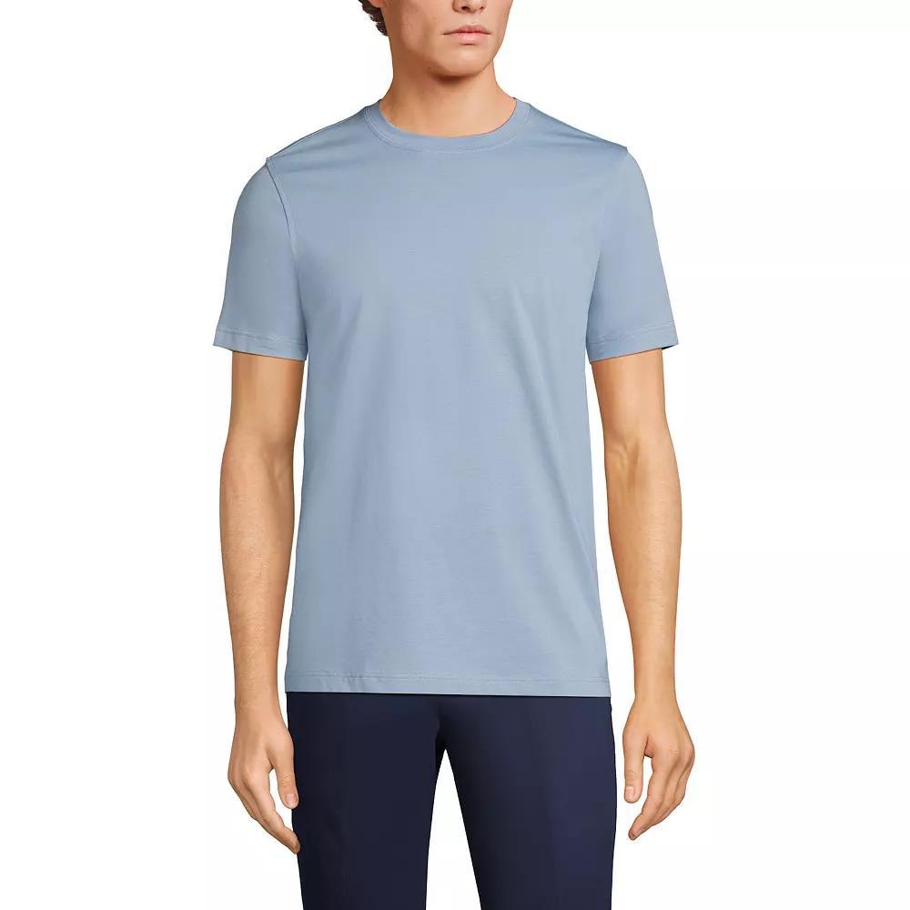 Men's Lands' End Supima Crewneck Tee, Size: Large, Grey Blue Stripe Product Image