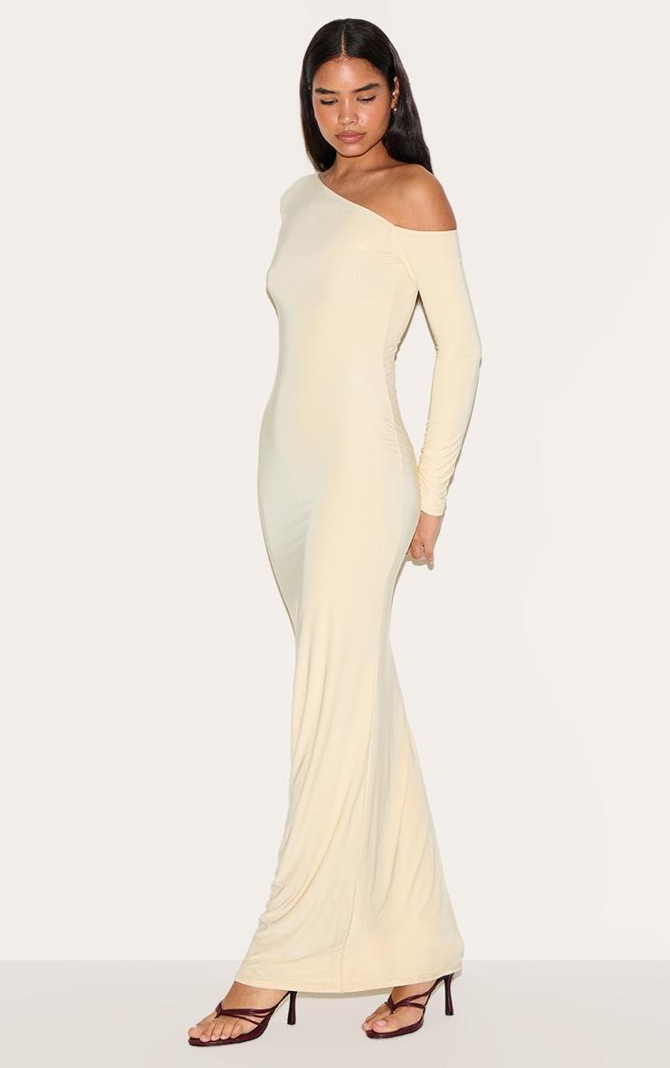 Tall Almond Double Slinky Asymmetric Neckline Maxi Dress Product Image