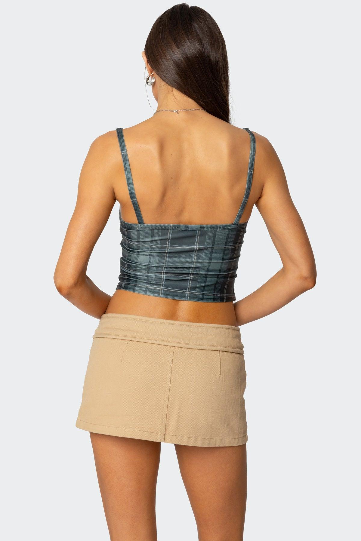 Plaid Lacey Peekaboo Top Product Image