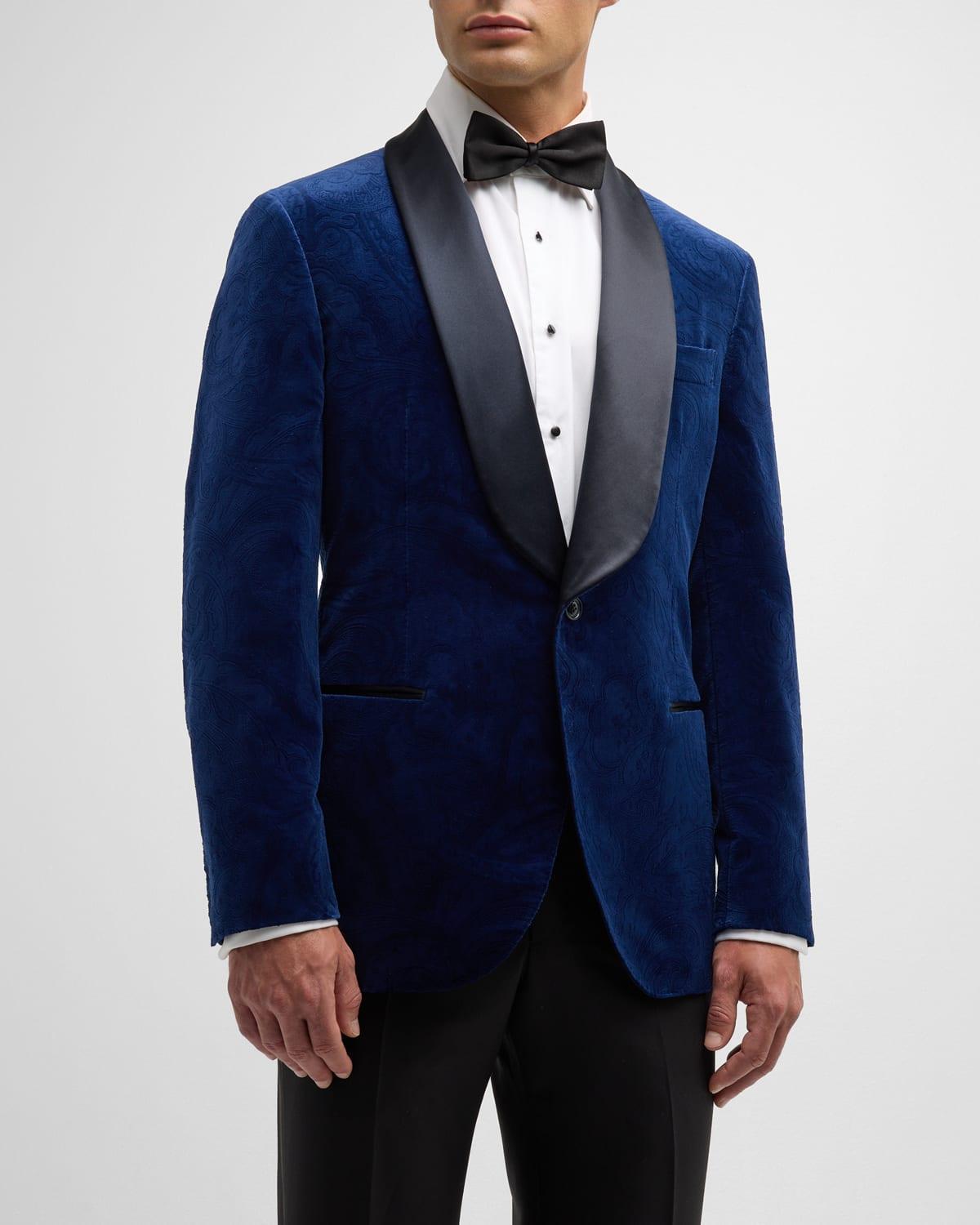 Men's Velvet Paisley Satin-Lapel Dinner Jacket Product Image