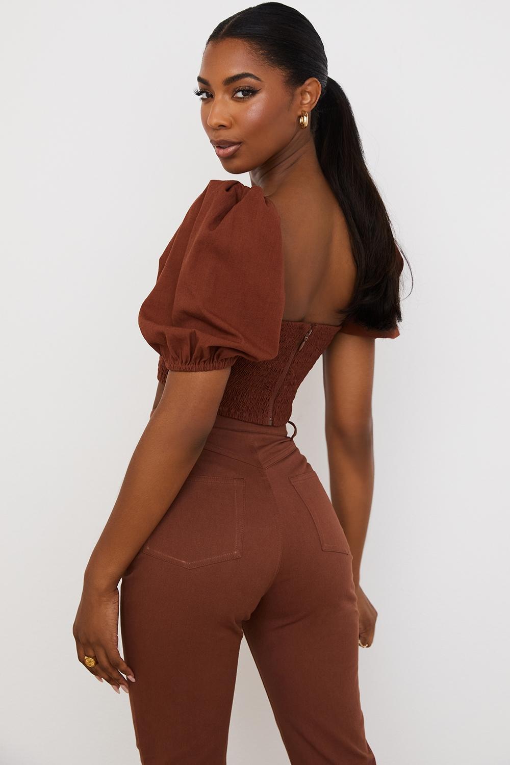 Lavanna Cocoa Puff Sleeve Cropped Top Product Image