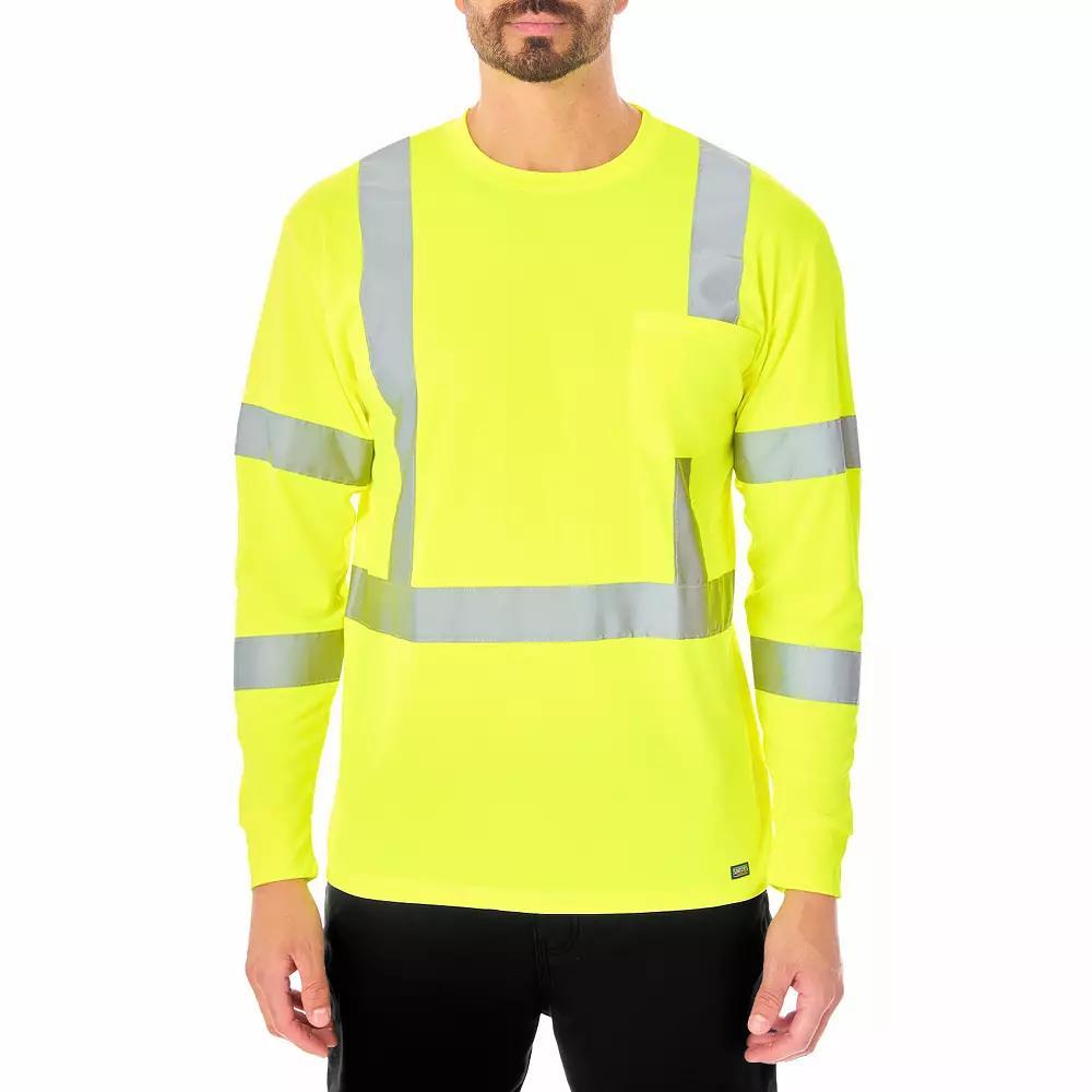 Men's Smith's Workwear Long Sleeve High-Visibility Reflective Safety Tee, Size: XL, Laser Yellow Product Image
