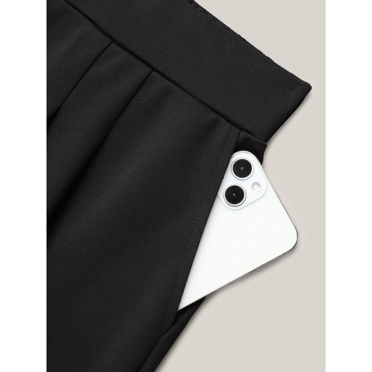 Plus Size Stretchy-Waist Straight Leg Pants Women Black Workwear Essentials Straight Leg Mid Rise Work Pants BloomChic 14-16/1X Product Image