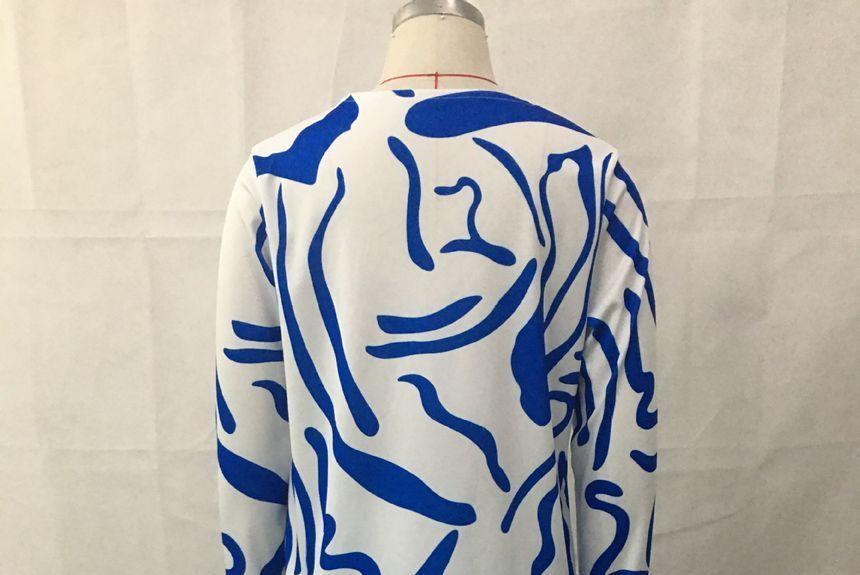 Set: Patterned Shirt + High Rise Mini Pencil Skirt Product Image