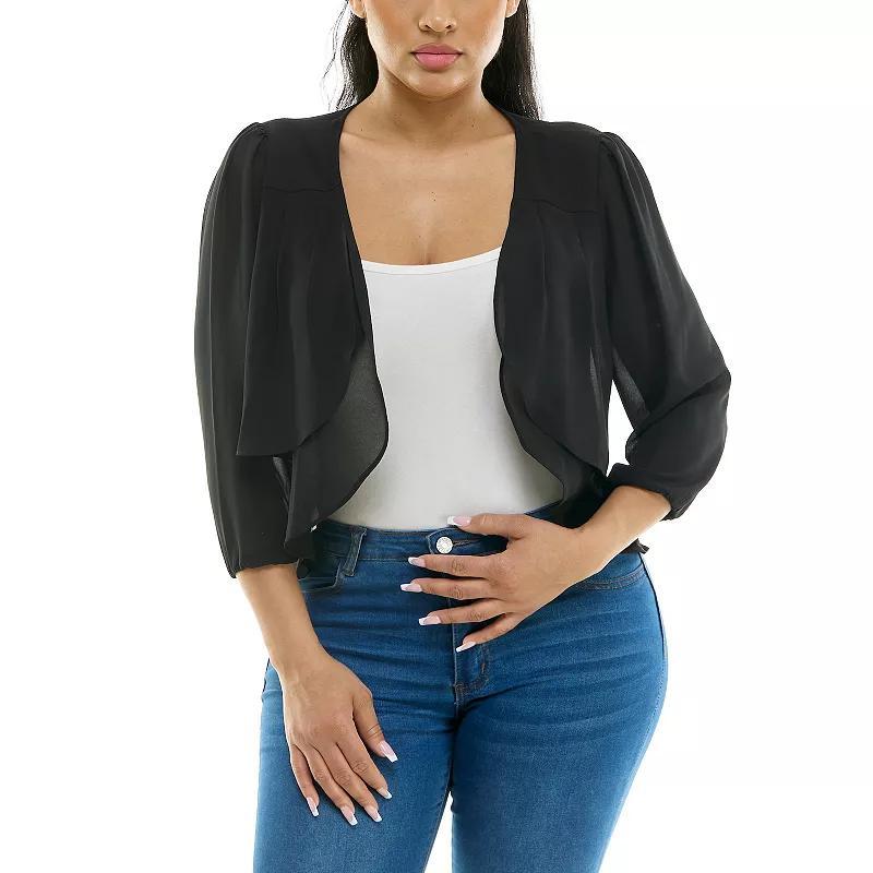 Women's Nina Leonard Chiffon Pleated Bolero, Size: XL, Black Product Image