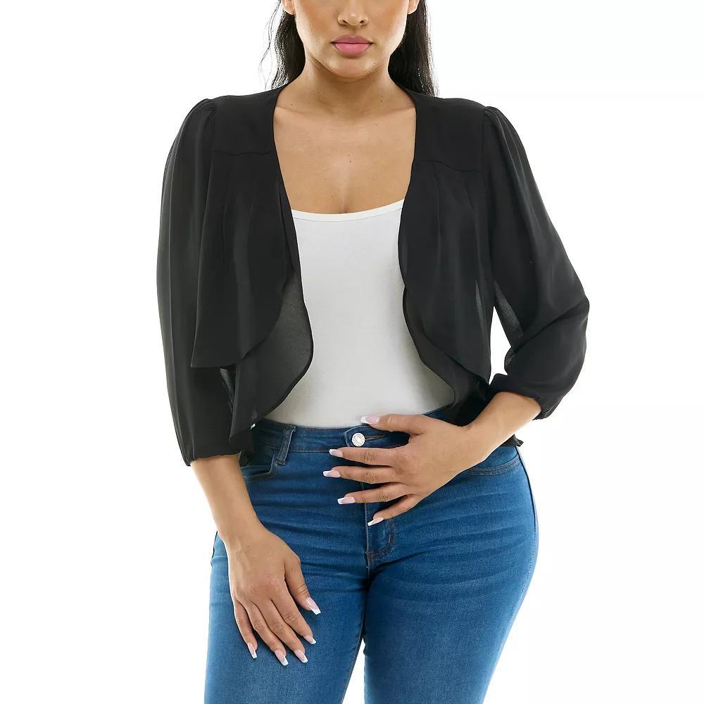 Women's Nina Leonard Chiffon Pleated Bolero, Size: XL, Black Product Image