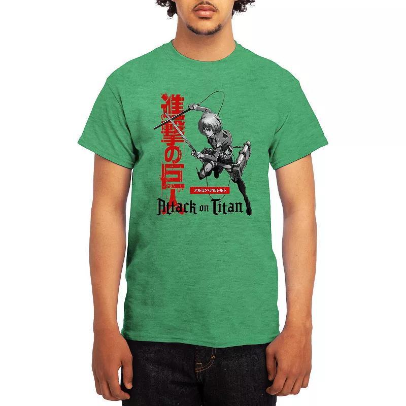 Men's Attack on Titan Armin Action Kanji Tee, Size: Medium, Athletic Grey Product Image