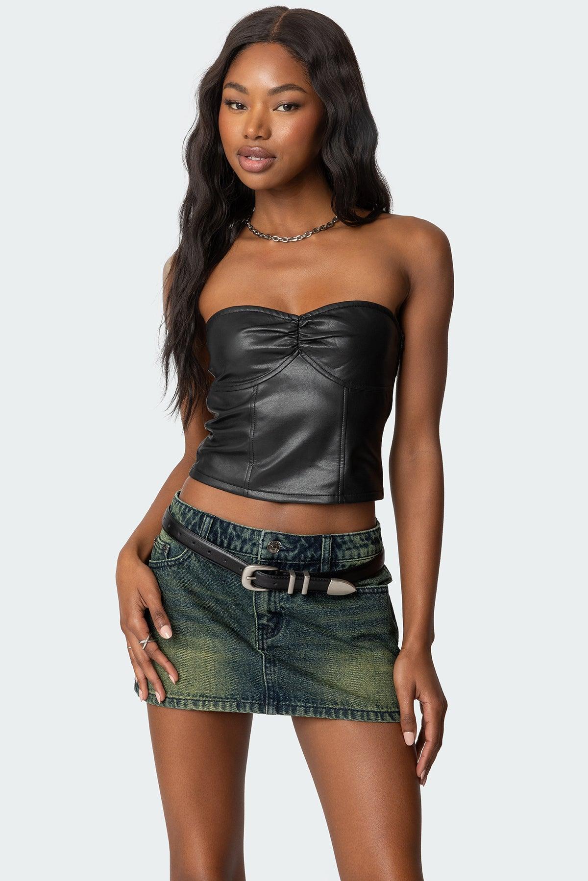 Riviere Washed Denim Mini Skirt Product Image