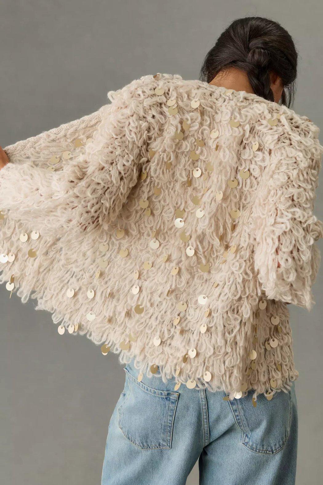 Sequined Loop Crochet Cardigan Product Image