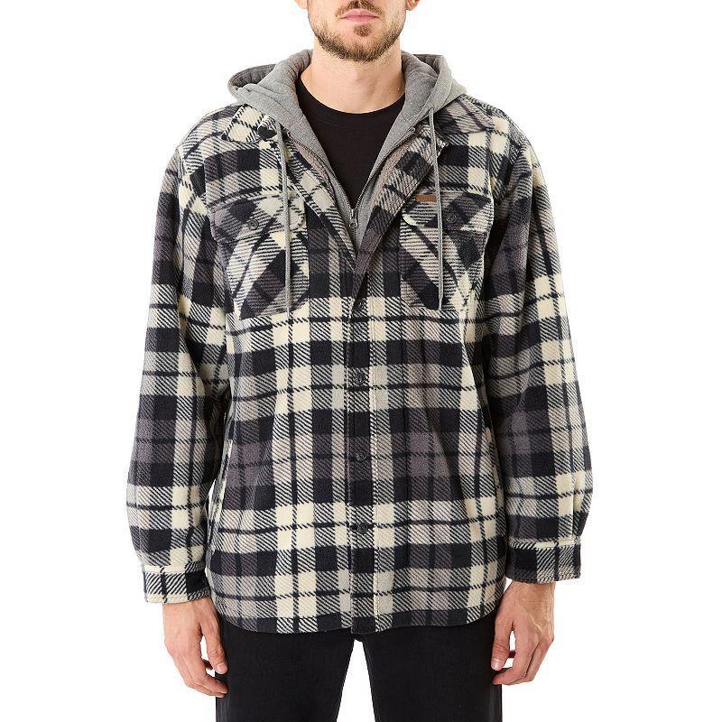 Men's Smith's Workwear Plaid Sherpa-Lined Microfleece Hooded Shirt Jacket, Size: XXL, Red Product Image