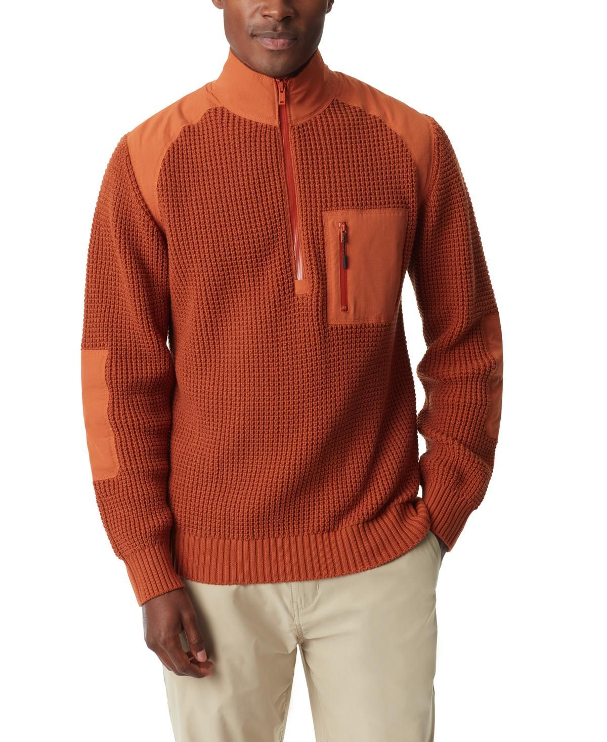 Bass Outdoor Mens Quarter-Zip Long Sleeve Pullover Patch Sweater - Celestial Blue Product Image