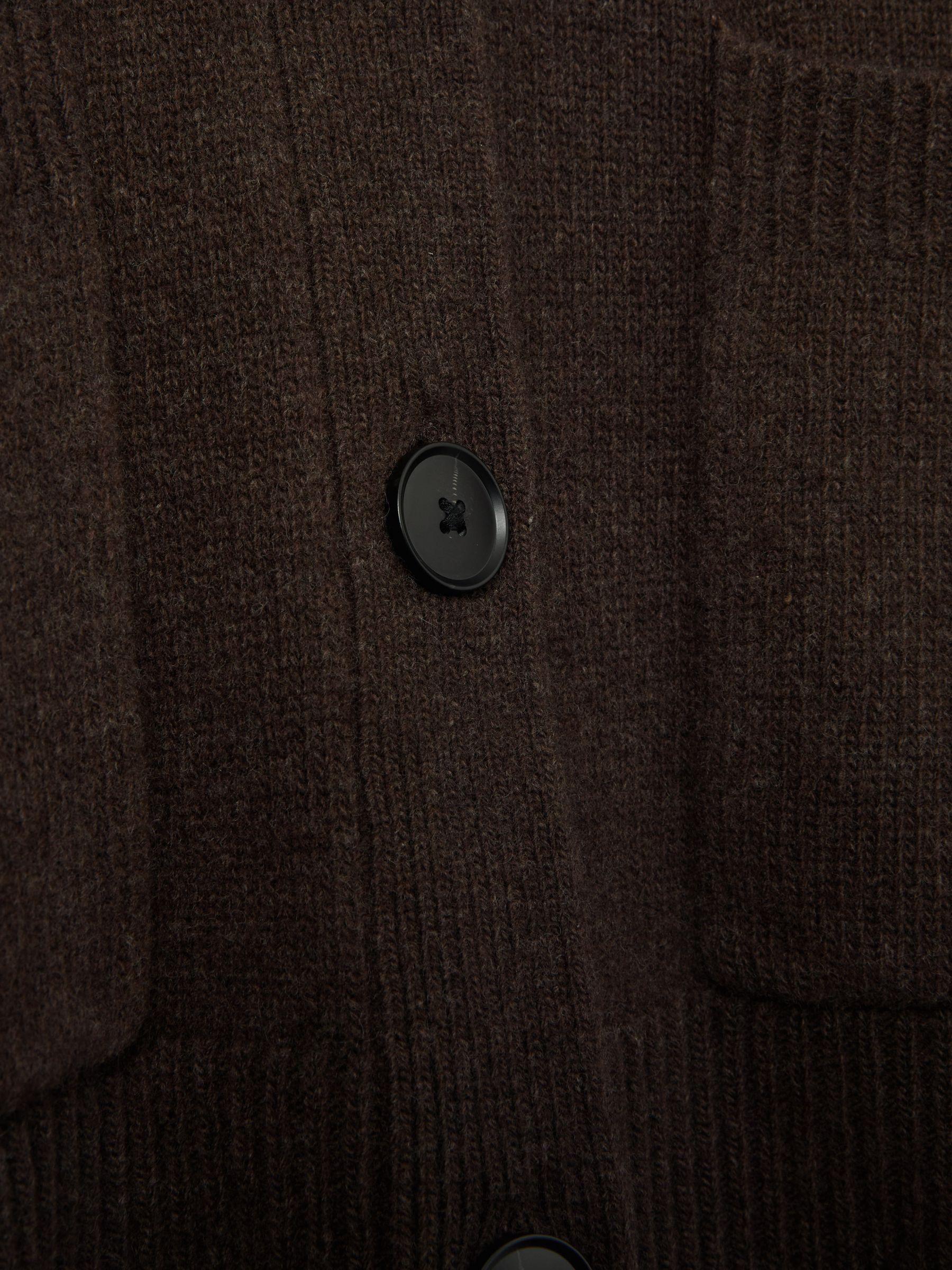 Wool-Cashmere Patch-Pocket Cardigan in Chocolate Product Image