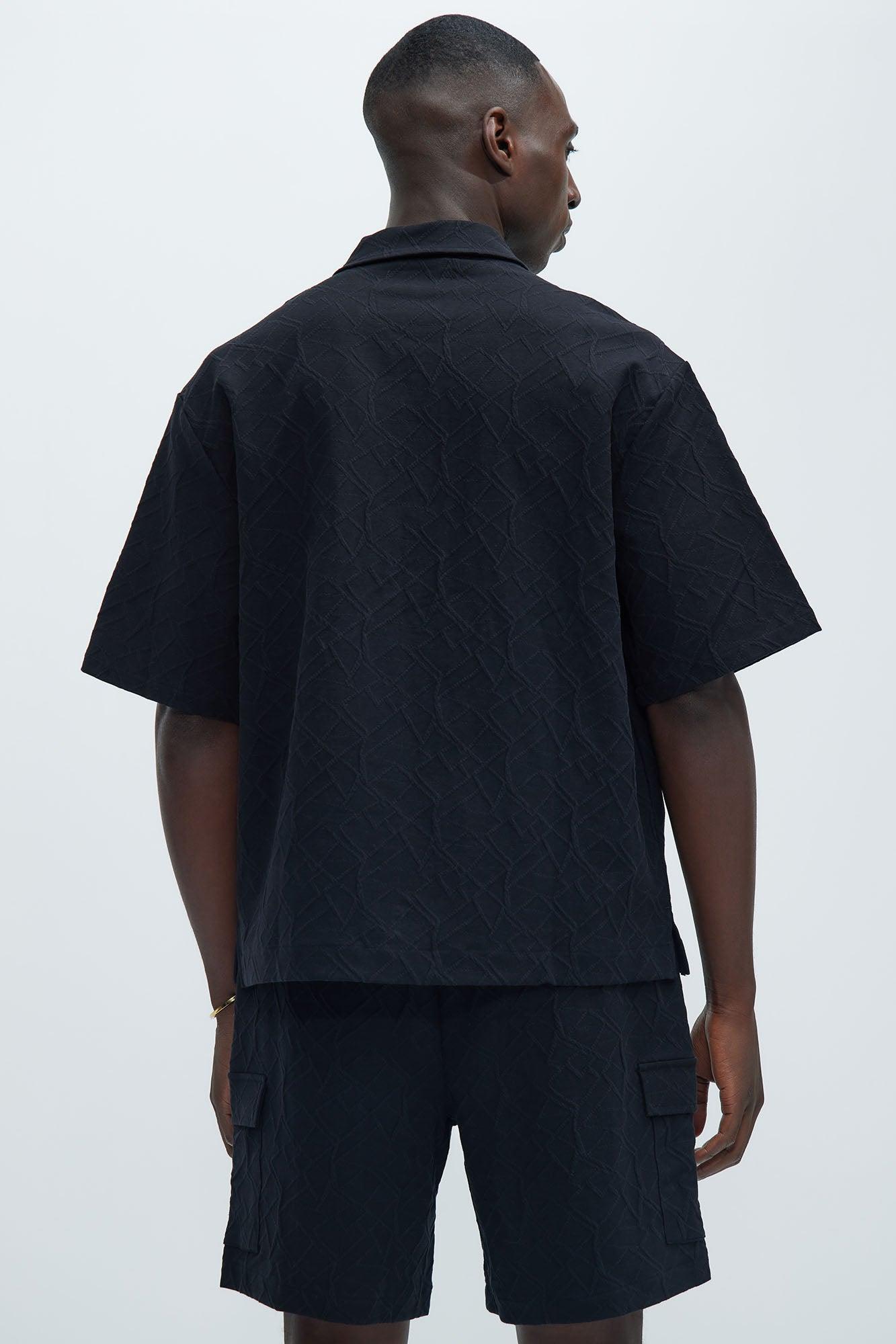 Gerrish Textured Boxy Shirt - Black Product Image